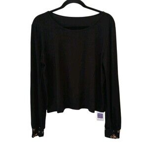 Hanky Panky Startrix Pajama Top Size Small Black Soft Modal Stars Loungewear